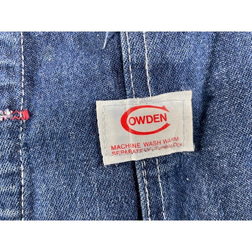 Vintage COWDEN Blue Cotton Denim Bib Overalls Distressed 32x29 Mens - Picture 3 of 16
